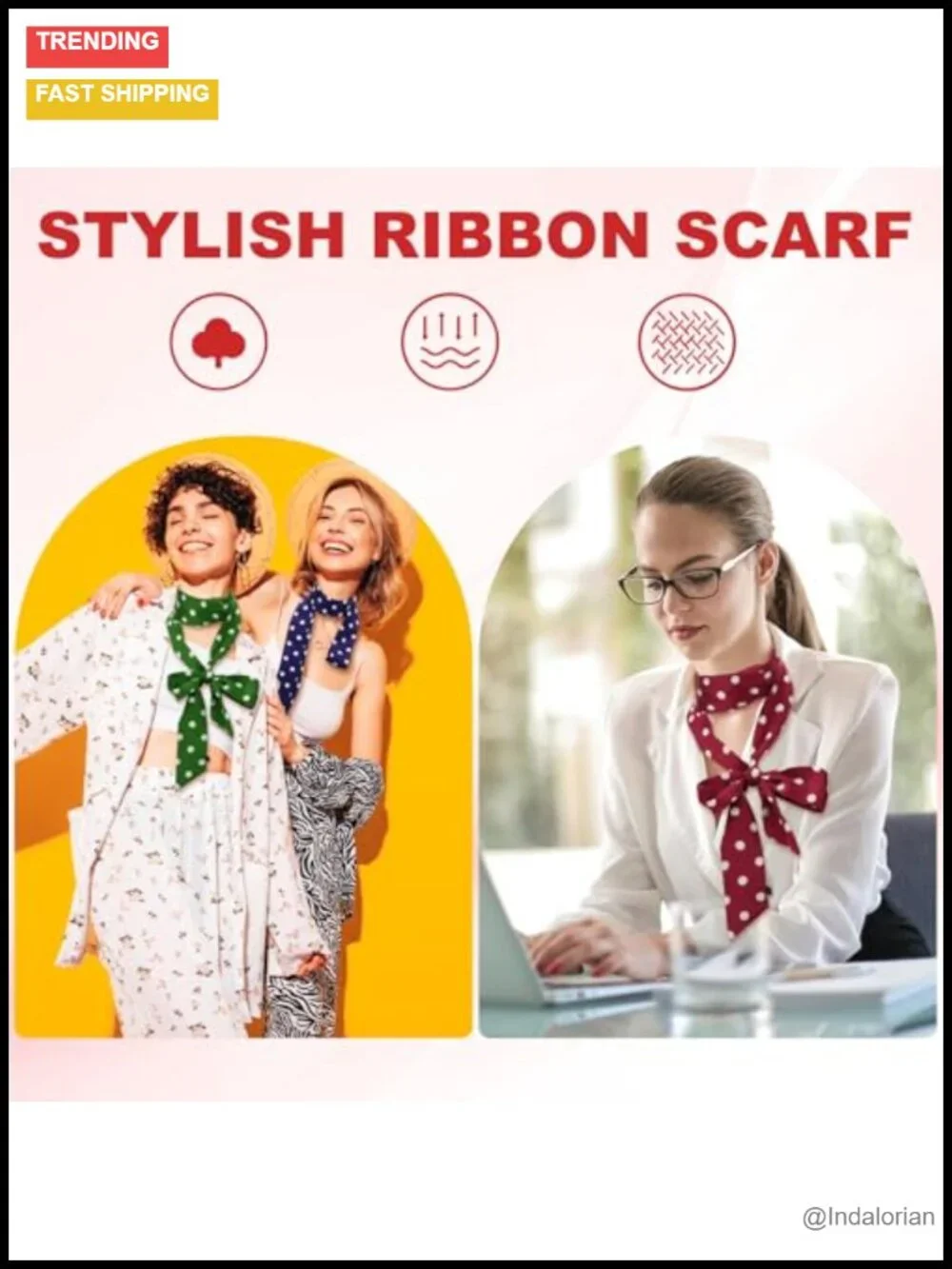 Skinny Ribbon Scarf Faux Silk Neckerchief Long